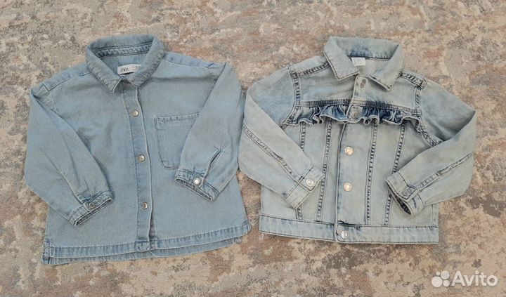 Джинсовые куртка и рубашка Zara, H&M, 92 cm