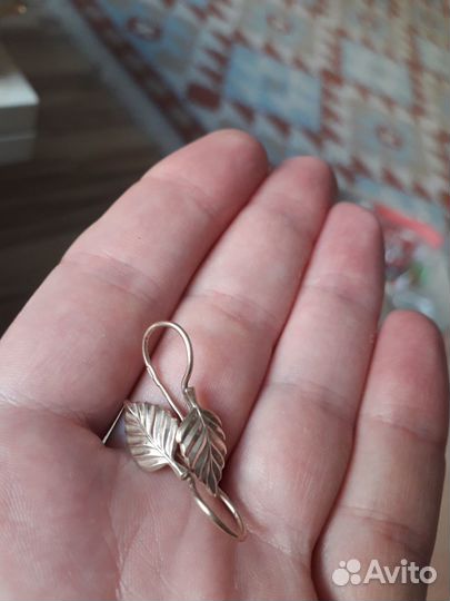 Серебрянные серьги СССР Листики