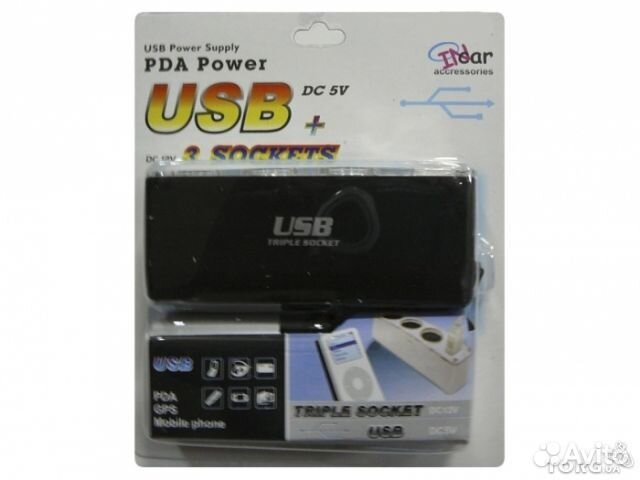 Разветвитель прикуривателя на 3гн + USB 500ma