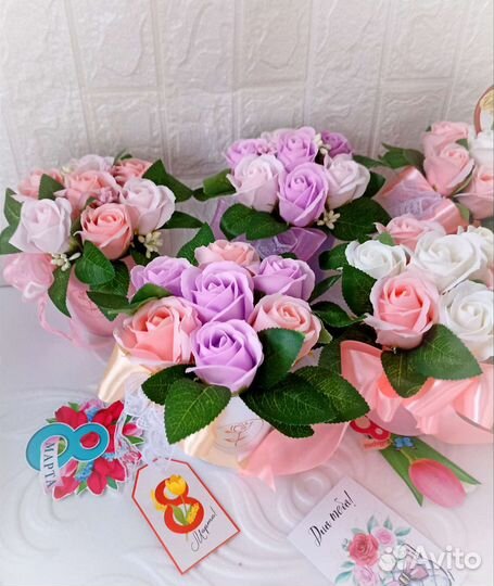 Букеты из мыльных роз