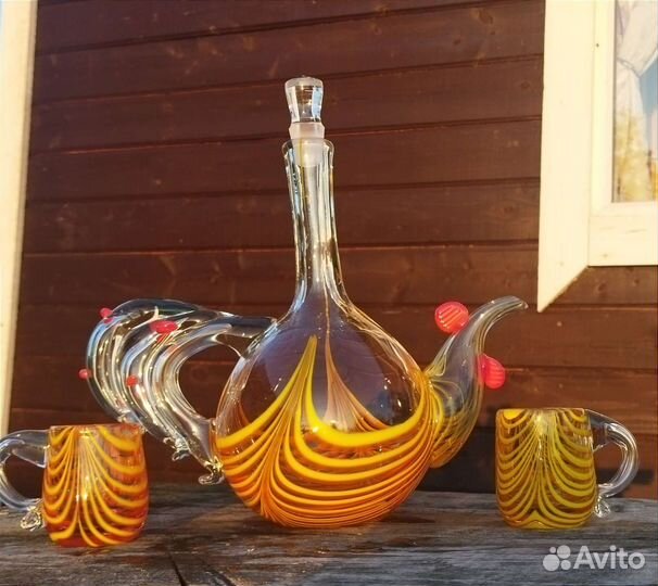Ликерный набор стекло (штоф и 3 кружки)