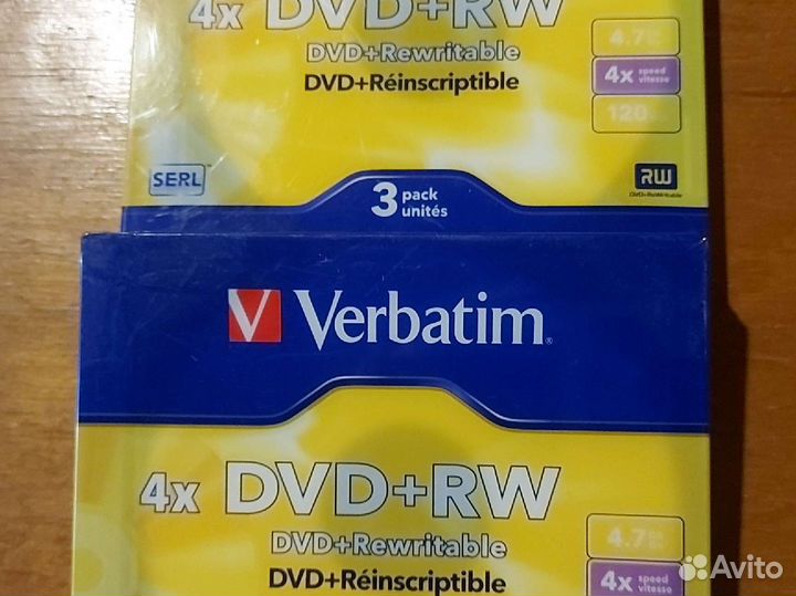 Verbatim DVD+RW 4.7Gb 4x 120min 3 шт оригинал