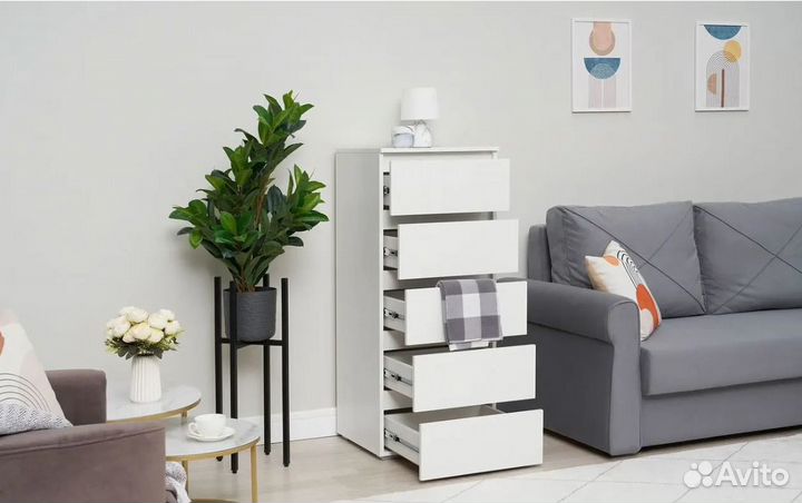 Хелен км 03 Комод 502 5 ящиков 50см белый