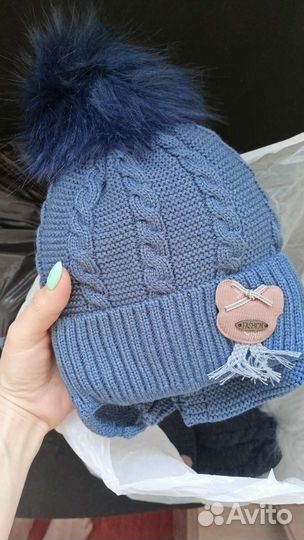 Комплект шапка+шарф зимние новые