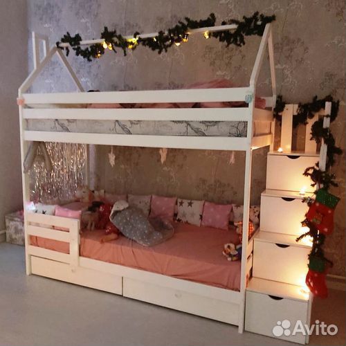 Двухъярусная кровать натуральный массив