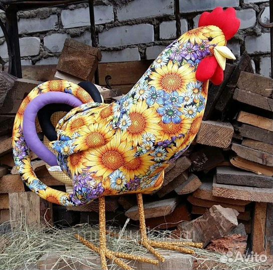 Петух фигура для декора текстильный ручная работа