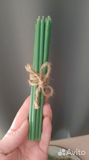 Свечи зелёные восковые
