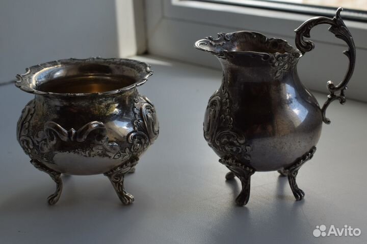 Серебряные сливочник и сахарница 800 проба