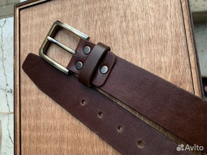 Мужской кожаный ремень ручной работы пояс