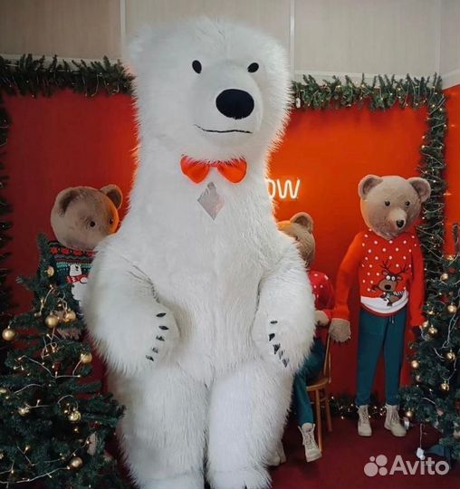 Ростовая кукла Белый мишка Надувной костюм анимато