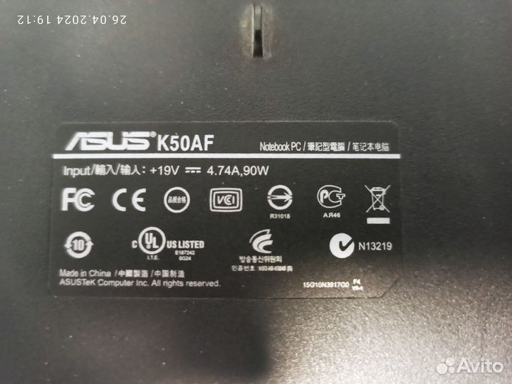 Ноутбук asus K50AF