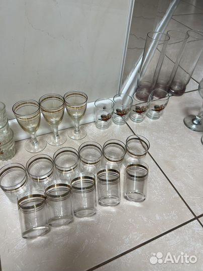 Рюмки, стопки, фужеры, бокалы с позолотой