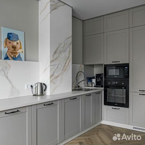 Кухня прямая серая