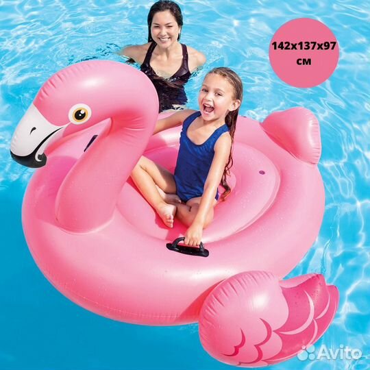 Надувной фламинго плот intex