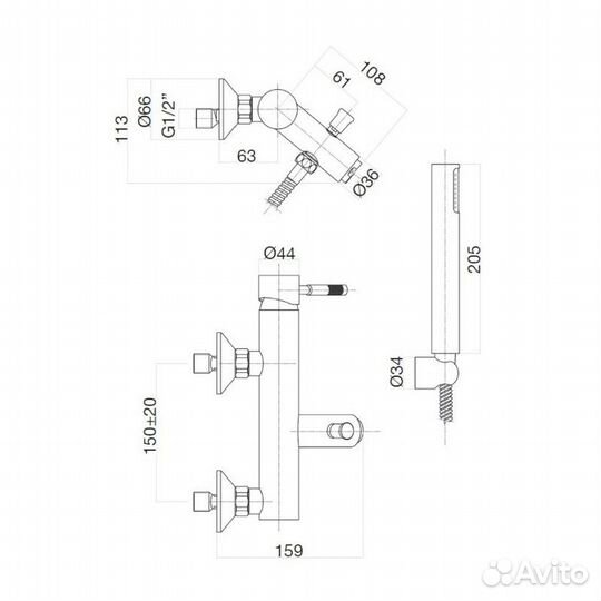 Смеситель для ванны Webert Rimini RI850101740