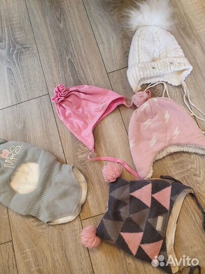 Шапка детская зимняя осенняя 1-1,6 лет +варежки