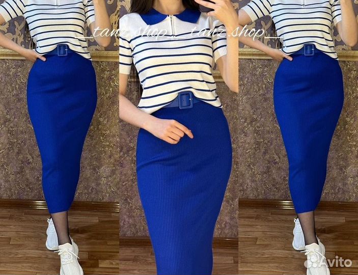 Трикотажный костюм женский с юбкой