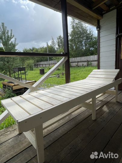 Шезлонг лежак деревянный из осины для отдыха
