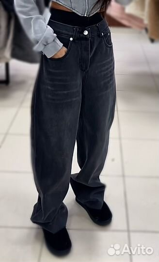 Джинсы широкие утепленные