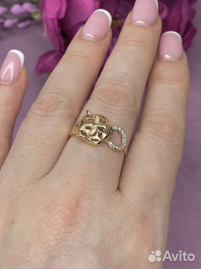 Золотое кольцо голова тигра