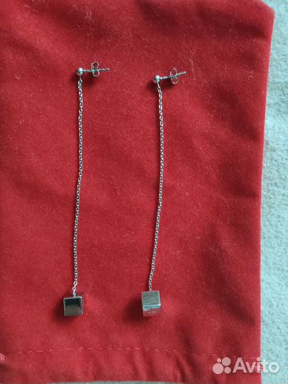 Серьги серебро длинные 925