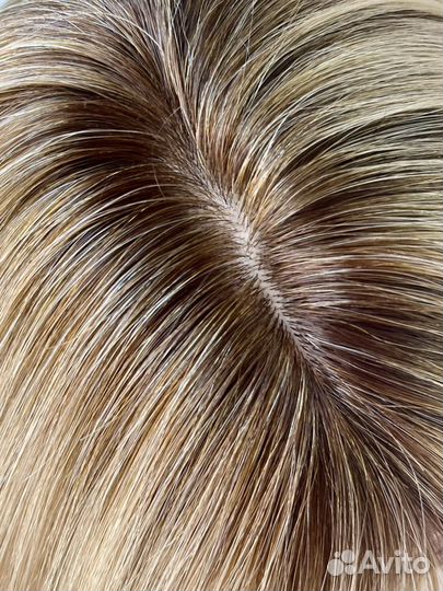 Парик из натуральных волос блонд омбре 35 см