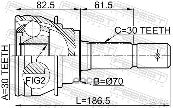 Шрус наружный 30x70x30 (toyota land cruiser PRA