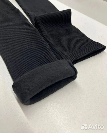 Леггинсы в рубчик утепленные