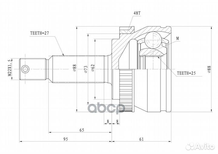 ШРУС наружный hyundai Tucson/KIA Sportage II 04-10