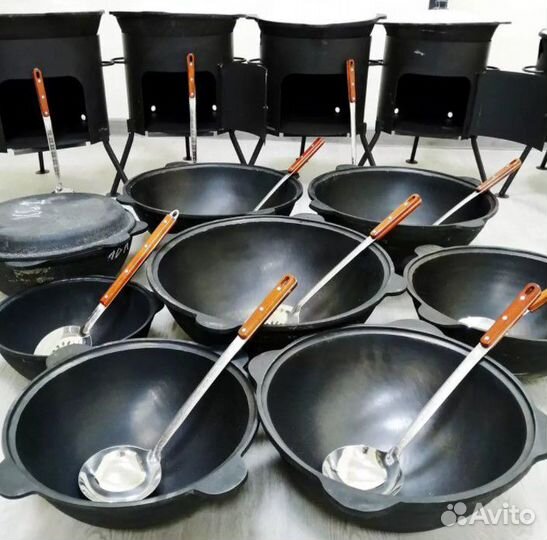 Комплект печь+казан 6-22л 2мм сталь с дверцей