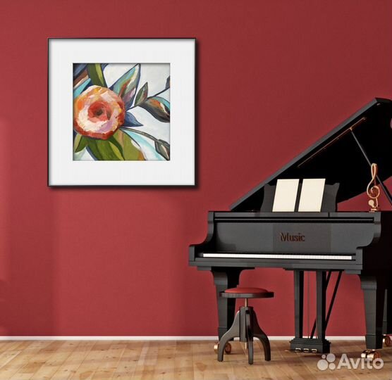 Интерьерная карина маслом. Красные цветы