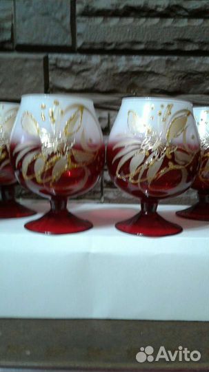Бокалы красное хрустальное стекло/Гусь-Хрустальный