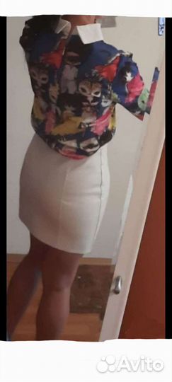 Юбка натуральная кожа белая