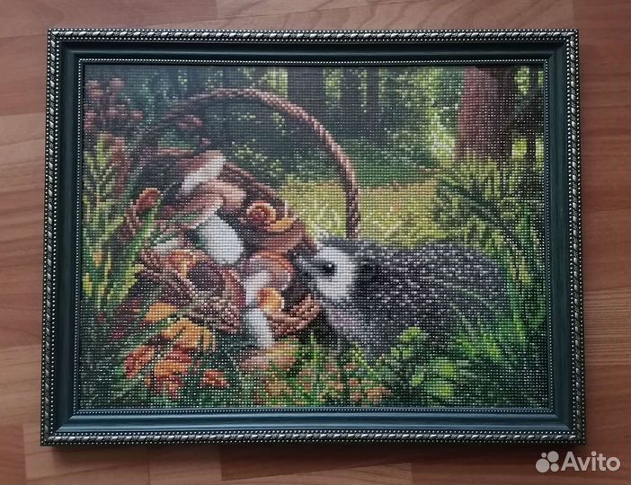 Алмазная мозаика. Ёжик в лесу