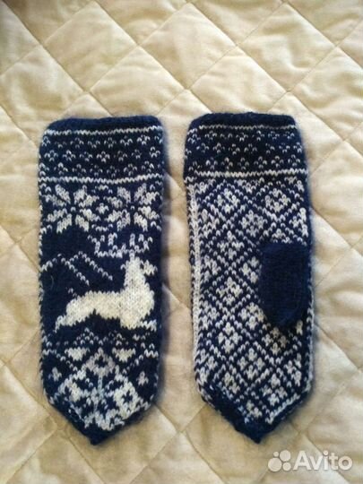 Варежки вязаные спицами, новые