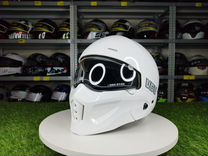 Мотоциклетный шлем-трансформер 2 в 1. Белый глянец