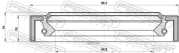 Сальник коробки скоростей 42.8X69.2X10X10