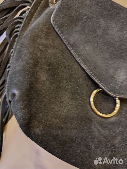 Сумка mango натуральная замша с бахромой