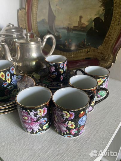 Сервиз чайный кофейный китай винтаж ручная роспись