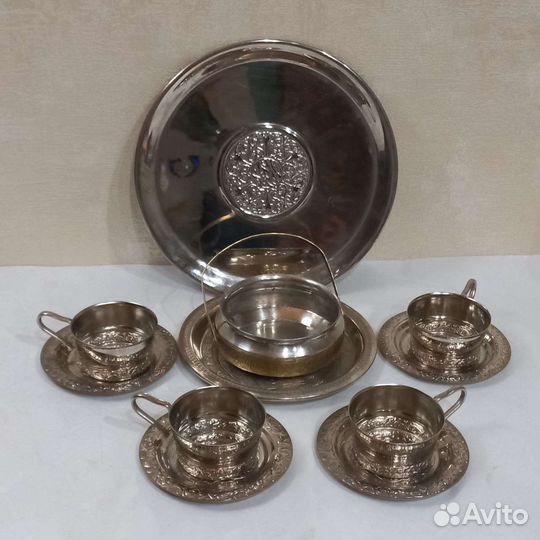 Подстаканники мельхиор, стаканы Duralex Франция