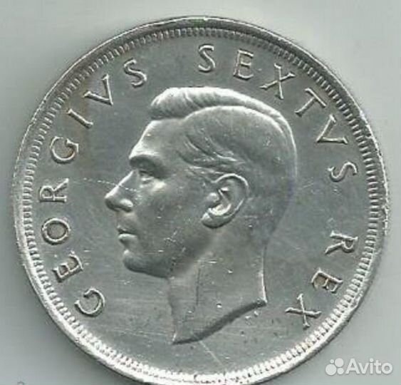 Монета Южная Африка 5 шиллингов 1952 год серебро
