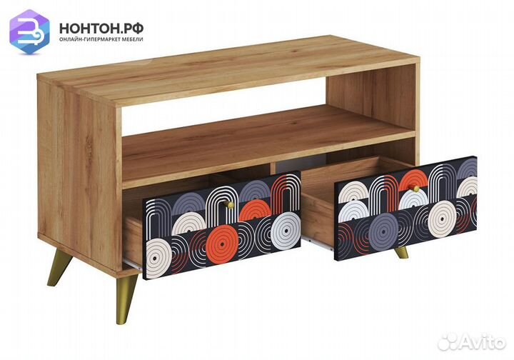 Тумба под тв Фьюжн vinil / дуб крафт золотой