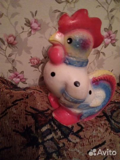 Резиновые игрушки СССР.Гном,петушок,собака