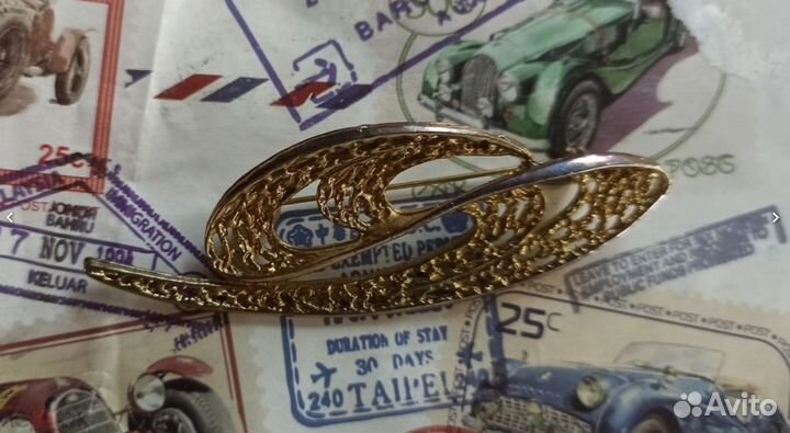 Брошь завиток волна Модерн винтаж из Англии