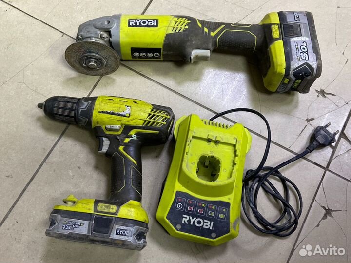 АКБ ушм и Шуруповерт ryobi 18V