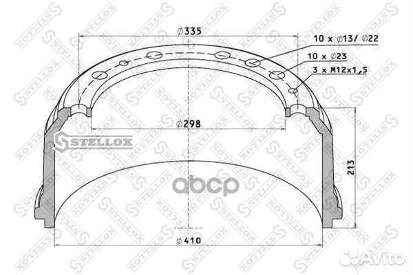 85-00013-SX торм.барабан 410x160/167 H213 d2