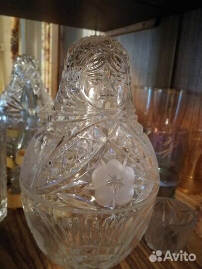 Матрёшка хрустальная, конфетница