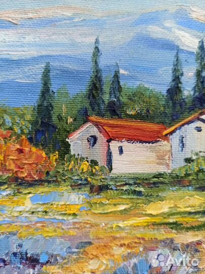 Картина Прованс лаванда пейзаж маслом 25х30см