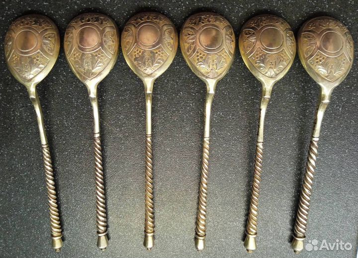 Набор 6 чайных ложек, серебро 84 пробы, 1873г