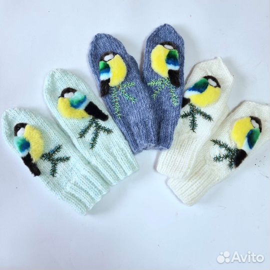 Варежки женские из пуха козы